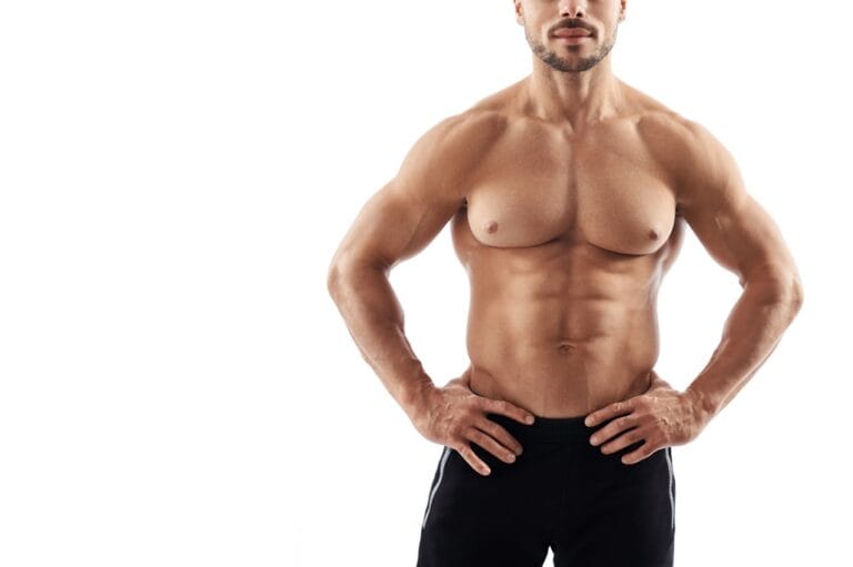muscular man with progressive chest growth