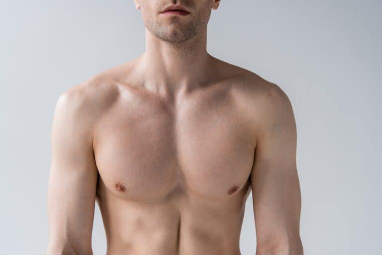 young white male with chest growth