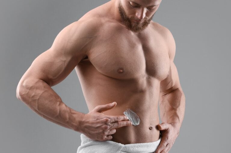 man with huge arms and chest muscles