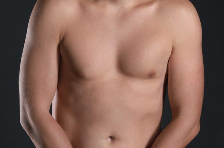 close up man's chest with enlargement